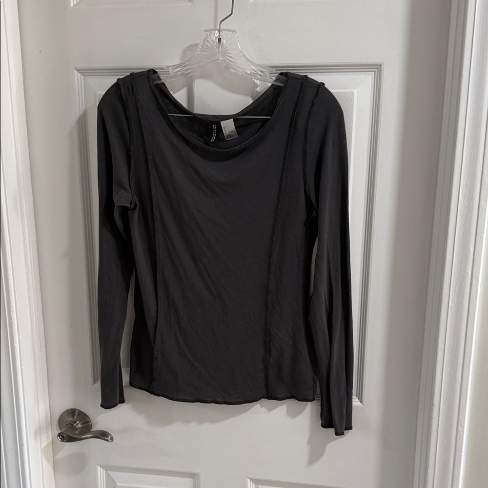 Casual Charcoal Long Sleeve Top
